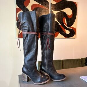 Freebird Brock - Black Leather Knee-High Boots